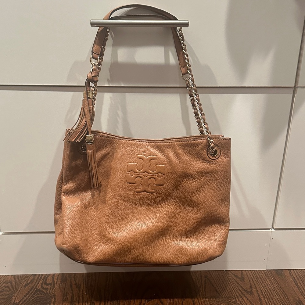 Tory Burch Brown Leather Chain Shoulder Bag